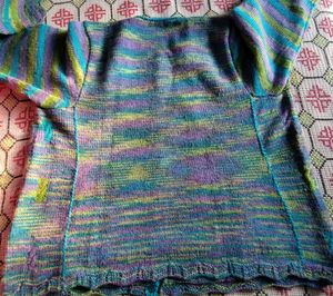 Hand Knitted Multi-Color PlusSize Women's Cardigan