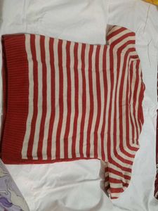 Red Striped Knit Sweater