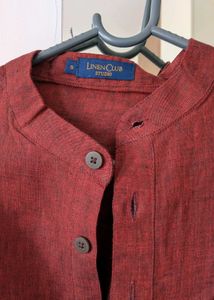 Men's Red Linen Kurta