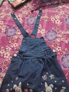 Cute Kids' Long Sleeve Top With Denim Skirt