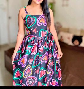 Vibrant Heart Print Maxi Dress
