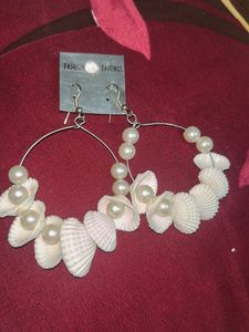 Seashell & Pearl Hoop Earrings