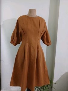 Vintage Style Brown Midi Dress
