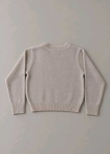 BEIGE CABLE KNIT V-NECK SWEATER