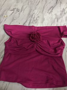 Chic Off-Shoulder Top with Rose Detail