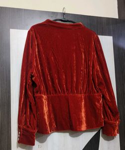 Elegant Red Velvet Blouse