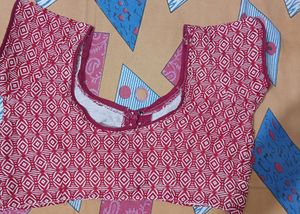 White &amp; Red Printed Blouse
