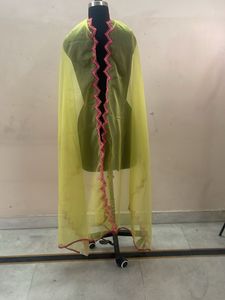 Chic Yellow Dupatta with Pink Border
