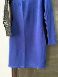 black and blue contrast dress