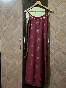 Burgundy Midi Sleeveless Kurti