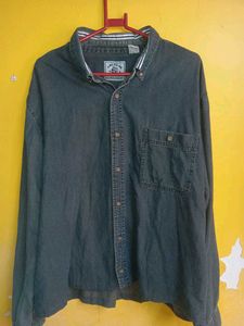 cropped boxy fit denim shirt