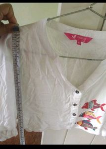 White top with Fish Embroidery