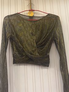 Sparkling Twist Front Long Sleeve Top