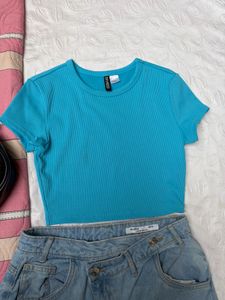H&amp;M Ribbed Fitted Crop Top