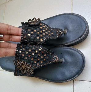 Black Embellished Flats