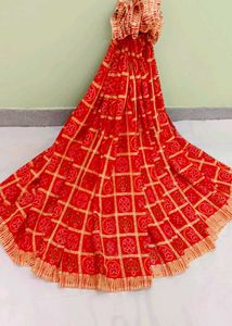 Red Bandhani Saree