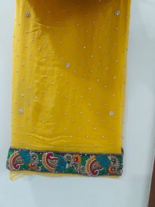 Yellow Pure Chiffon Saree