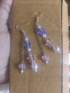 Sparkling Star &amp; Pearl Dangle Earrings