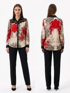 printed silk top🌹