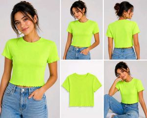 Neon Green Trim Crop Top