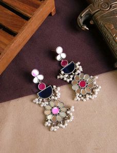 Mirror Flower Statement Earrings