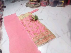 Elegant Pink Kurta with dupatta Gold Embroidery