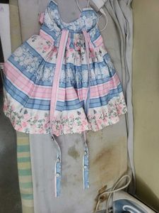 Charming Pink Ruffled Blouse with skirt only one t