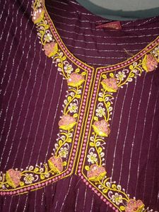 Elegant Purple Striped Kurta pant set