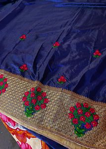 Embroidered Heavy Blue Saree (Women's)