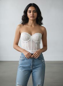 White Lace Strapless Corset Bra
