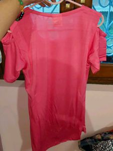 Pink Cold Shoulder Tunic with Deer Print