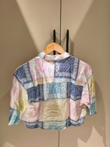 Cropped Paisley Print Button-Up Shirt
