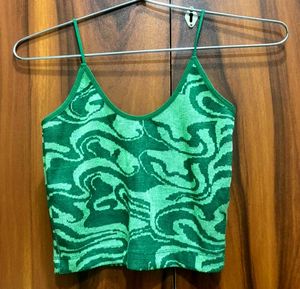 Green Abstract Print Tank Top