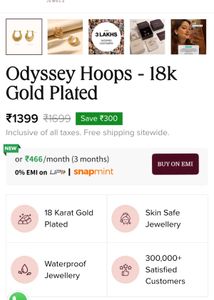18k Gold Plated Waterproof Hoop Earrings