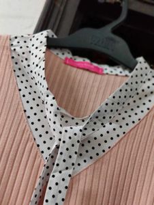 Pink &amp; Polka Dot Blouse Winter Top