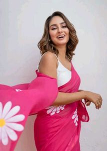 Beautiful Pink Floral Saree
