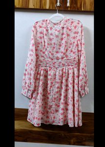 Vintage Pink Floral Midi Dress
