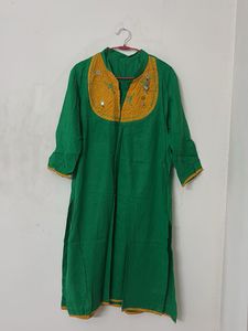 Green & Yellow Embroidered Lhenga Choli