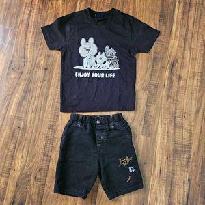 Kids' Cotton And Denim Outfit Set