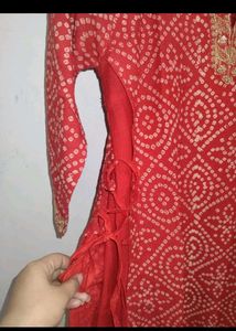 Beautiful Red Bandhani Kurta Set
