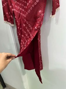 Red Bandhani Kurta