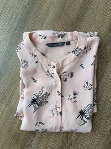 Pink Floral Print Shirt Dress