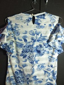 Blue Floral Embellished Blouse