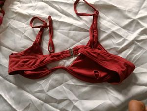 Red Ribbed Bikini top