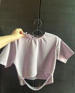 Lavender cut out crop top with back zip