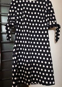 Chic Polka Dot Dress with tie up sleeves