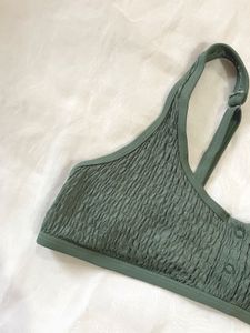 Smocked Green Bikini Top