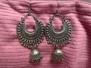 Silver Jhumka Earrings(set of 2)