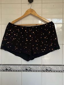 Cozy Black Heart Pajama Shorts