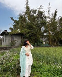 Elegant White Kurta Set with Dupatta